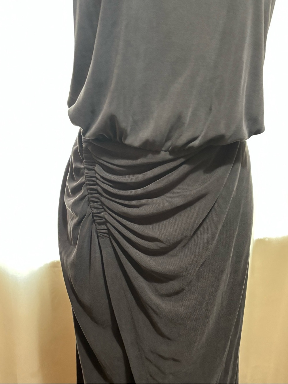 Anthropologie Sleeveless Ruched Tank Dress - Charcoal Gray Modal size S - Picture 4 of 13